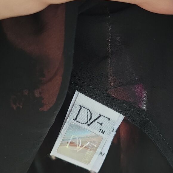 Diane von Furstenberg Abstract Silk Chiffon Blouse Multicolor Sz 12 - Picture 10 of 13